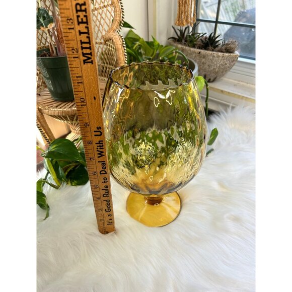 Empoli Large Vintage Amber glass snifter Italian Art Glass - Picture 2 of 5